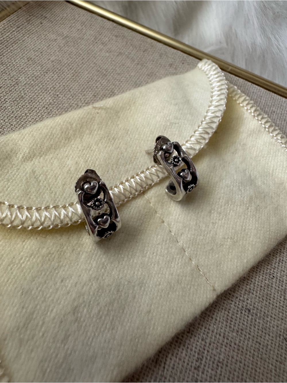 James Avery Retired Heart and Flower Earrings